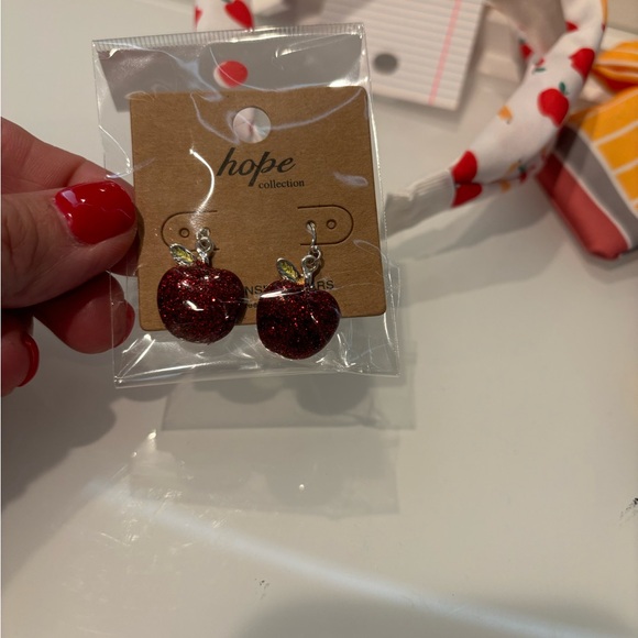 Women's 4 Piece Teacher Gift hair bow matching earrings, headband apple … - Picture 12 of 16